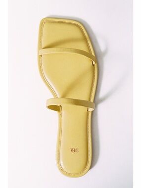 Zara Pale Yellow Minimalist Double-Strap Square-Toe Slide Sandals